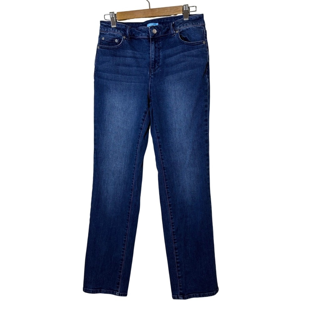 J.McLaughlin Women Jeans 4 Blue Dark‎ Wash Straight Leg Stretch Denim Classic